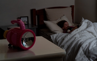 Little Kate sleeps soundly knowing her family's battery backup will keep the lights on.