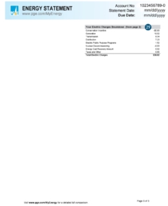 Electric charge breakdown on a typical PG&E bill